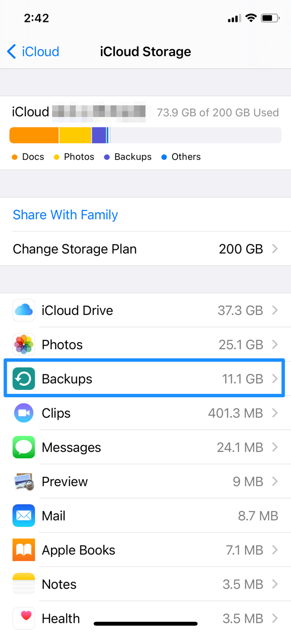 How To Delete Backups To Clear iCloud Storage Full Step 1