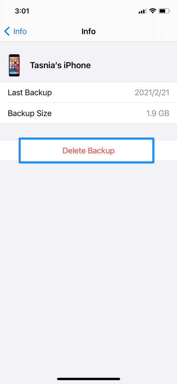 How To Delete Backups To Clear iCloud Storage Full Step 3