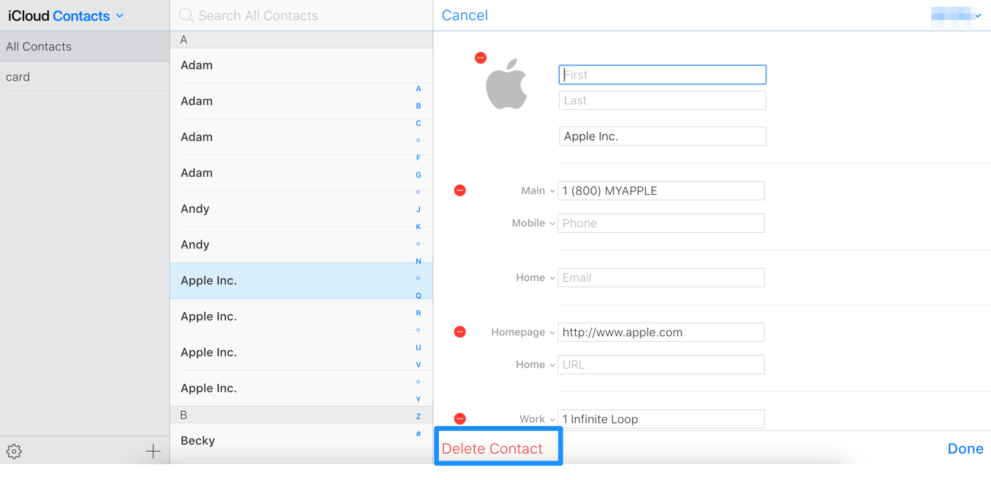 How To Delete Contacts from iCloud On iCloud.com Step 2
