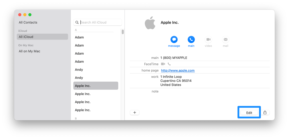 How To Delete Contact from iCloud On Mac Step 1