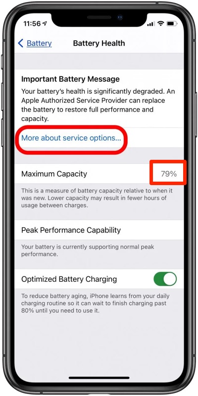 iOS 17 Battery Drain Fix 2 - Check iPhone Battery Health Suggestions