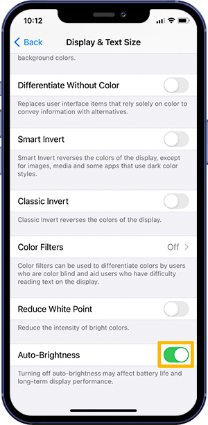 iOS 17 Battery Drain Fix 3 - Turn On Auto-Brightness
