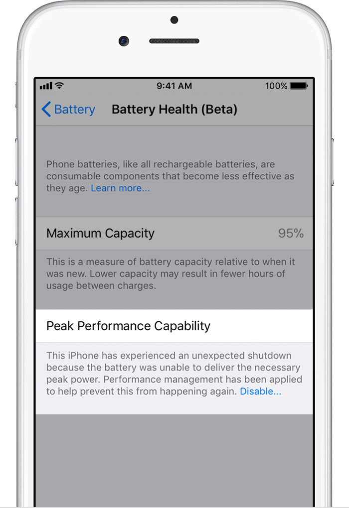 iPhone 6 / iPhone 6s Battery Performance management applied