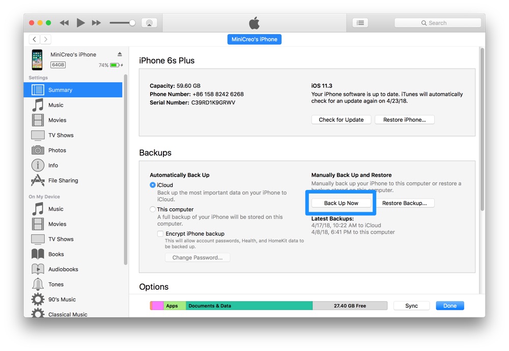 How To Back Up iPhone With iTunes