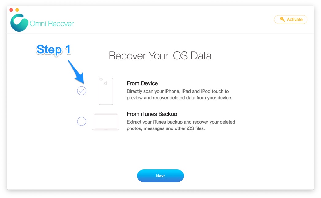 Recover Permanently Deleted Photos on iPhone 6/7/8/Xs Step 1