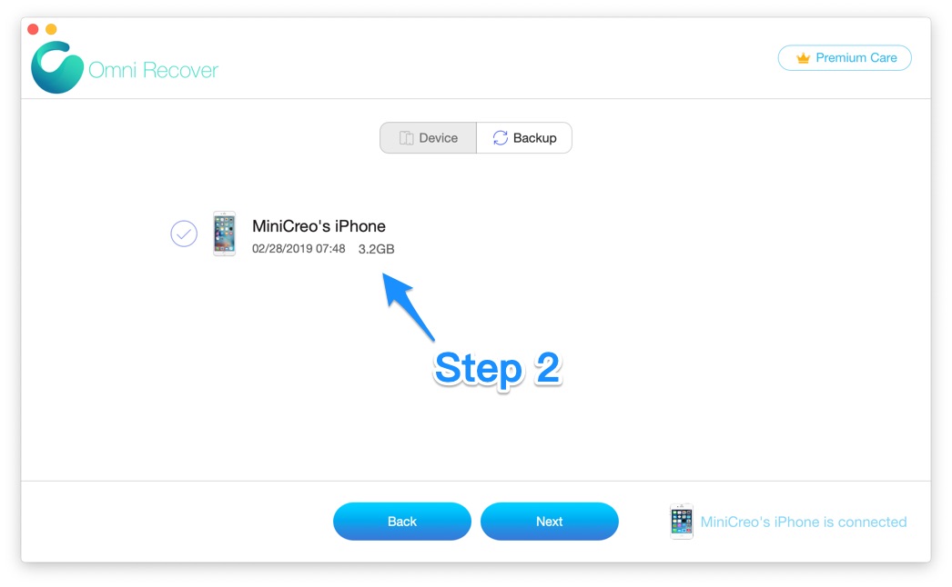 Recover Permanently Deleted Photos on iPhone 6/7/8/Xs Step 2