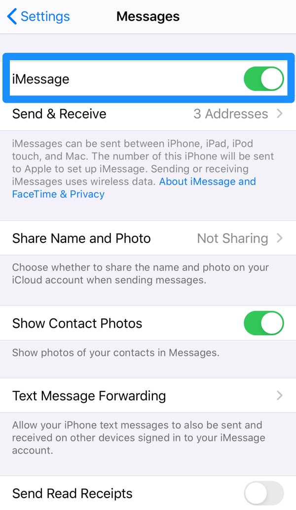 How To Turn Off/Disable iMessage on iPhone 11/12/Xr/8/7/6s Step 2