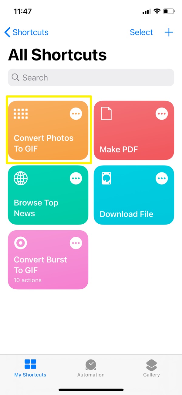How To Turn Live Photos To GIF Using Shortcuts - Step 2
