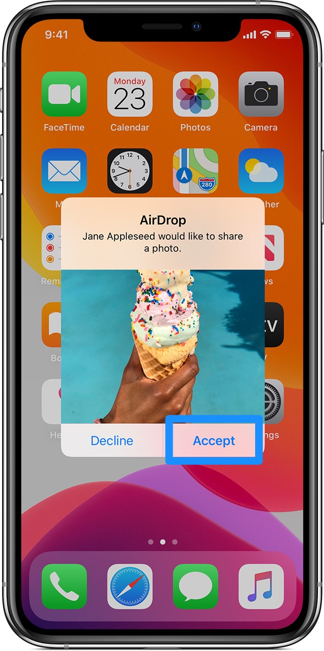 Transfer Photos from iPhone to iPhone 12 with AirDrop Step 2
