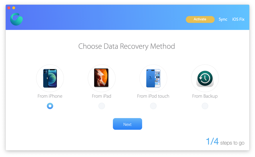 How To Recover Deleted Data from iPhone iPad Device Step 1