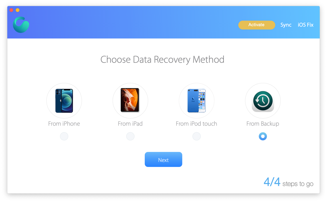 How To Recover Deleted Data from Backup Step 1