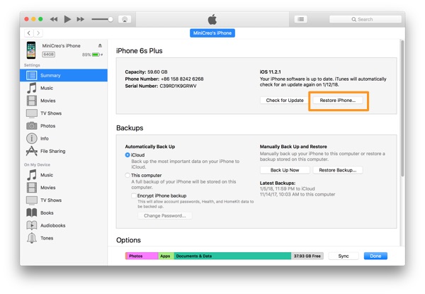 How To Erase Your iPhone Data from iTunes